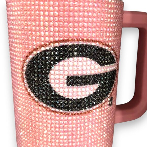 Georgia Bulldogs Pink Bling Tumbler 46 Oz Insulated Rhinestone Christmas Gift - Picture 2 of 8